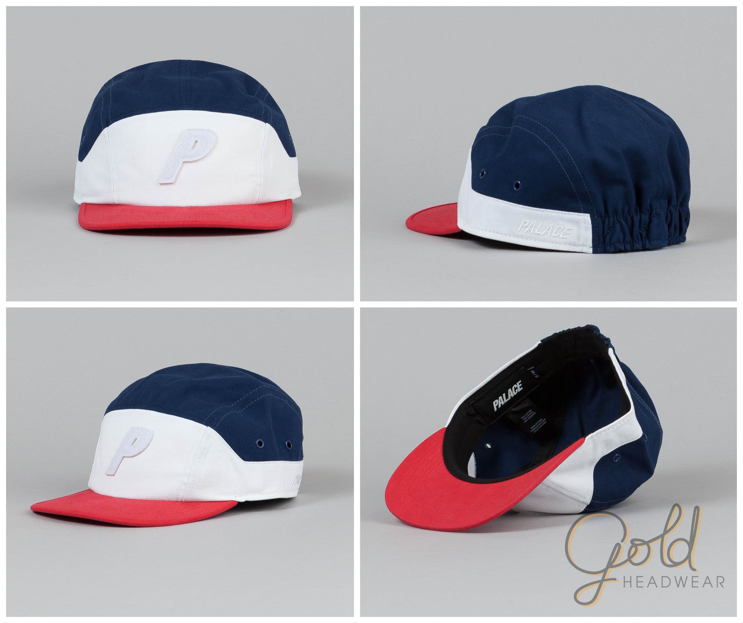 Custom cap 7 panel camp blue red white